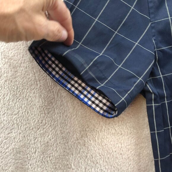 Mens Shirt Size 2XL Widowpane Short Sleeve Button Down Casual Navy Blue Travel - Picture 6 of 8